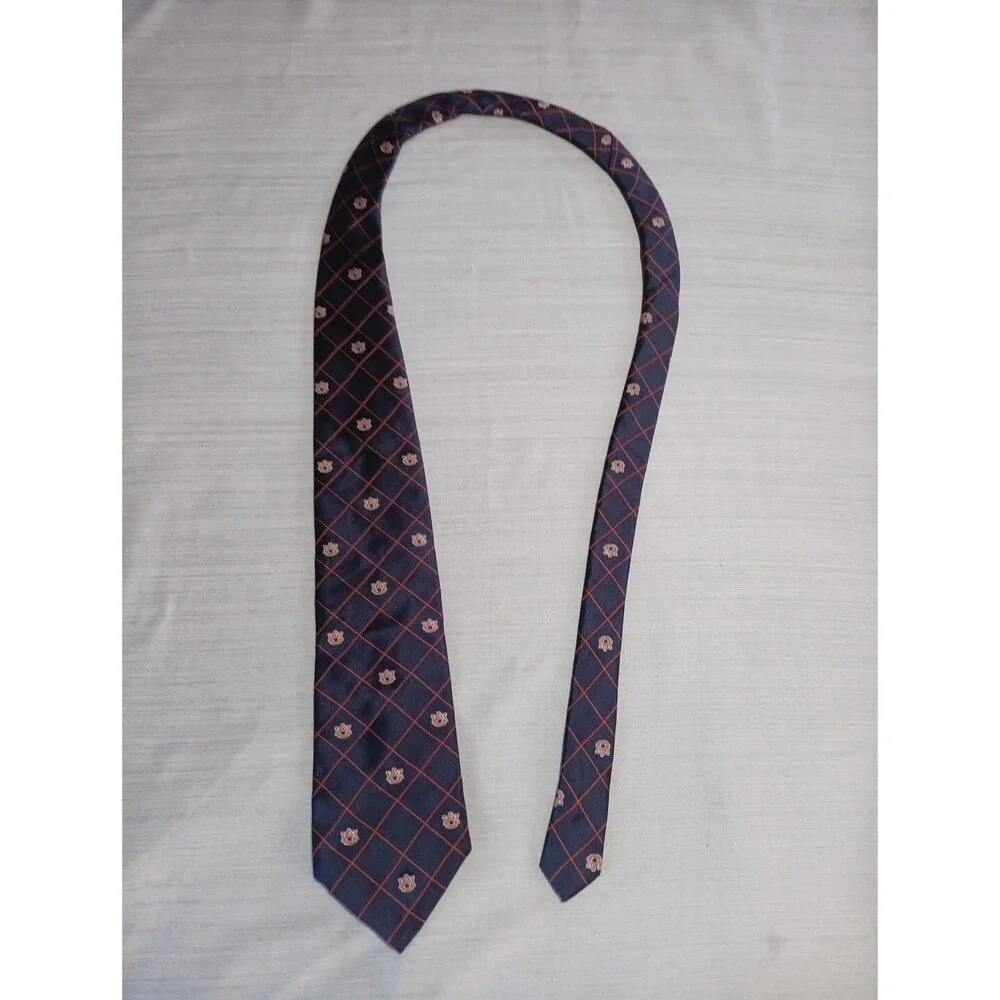 Auburn University AU All Over Print 100% Silk Neck Tie By Rah Rah Made In USA